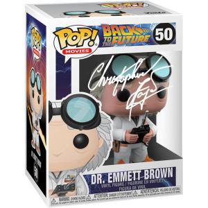 imageChristopher Lloyd Dr Emmett Brown 50 Facsimile Signed Reprint Laser Autographed Funko POP Movies Back to the Future Figurine with Protector Case