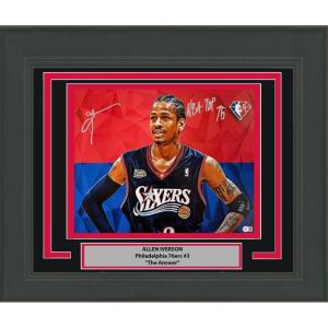 imageFramed AutographedSigned Allen Iverson NBA Top 75 Philadelphia 76ers Sixers 16x20 Basketball Photo Beckett BAS COA