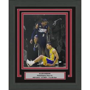 imageFramed AutographedSigned Allen Iverson Spotlight Tyronn Lou StepOver Philadelphia 76ers Sixers 16x20 Basketball Photo PSADNA COA