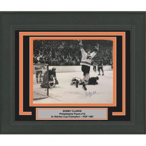 imageFramed AutographedSigned Bobby Bob Clarke BampW Philadelphia Flyers 16x20 Hockey Photo JSA COA