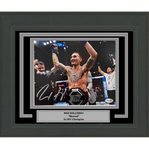 imageFramed AutographedSigned Max Holloway UFC MMA Black Fighting 8x10 Photo Beckett BAS COA