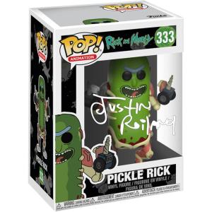 imageJustin Roiland Pickle Rick 333 Rick amp Morty Voice Actor Facsimile Signed Reprint Laser Autographed Funko POP Anime Animation Figurine with Protector Case