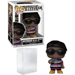 imageThe Notorious BIG BIG Jamal Woolard 436 Biggie Smalls Summer 95 Funko POP Rocks Figurine Bundle with HOFSM Protector Case