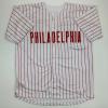 imageFacsimile Autographed Zack Wheeler Philadelphia Pinstripe Reprint Laser Auto Baseball Jersey Size Mens XL
