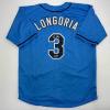 imageFacsimile Autographed Evan Longoria Tampa Bay Light Blue Reprint Laser Auto Baseball Jersey Size Mens XL