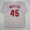 imageFacsimile Autographed Zack Wheeler Philadelphia Pinstripe Reprint Laser Auto Baseball Jersey Size Mens XL