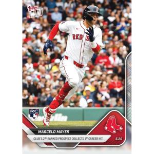 image2025 Topps Now Marcelo Mayer 214 Clubs 2nd Ranked Prospect Collects 1st Career Hit Boston Red Sox Rookie RC Baseball Card