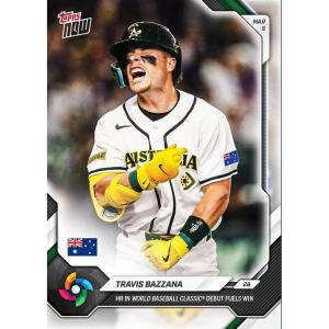 image2026 Topps Now World Baseball Classic Travis Bazzana WB1 Home Run in World Baseball Classic Debut Fuels Win Team Australia Rookie RC Baseball Card