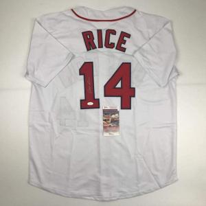 imageAutographedSigned Jim Rice Boston White Baseball Jersey JSA COA