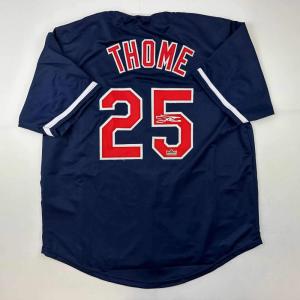 imageFacsimile Autographed Jim Thome Cleveland Blue Reprint Laser Auto Baseball Jersey Size Mens XL