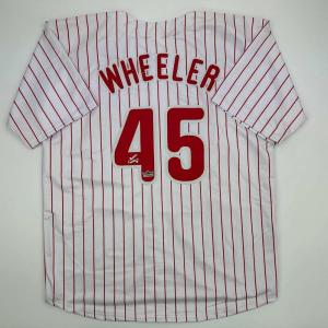 imageFacsimile Autographed Zack Wheeler Philadelphia Pinstripe Reprint Laser Auto Baseball Jersey Size Mens XL