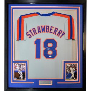 imageFramed AutographedSigned Darryl Strawberry 33x42 New York Grey Baseball Jersey PSADNA COA