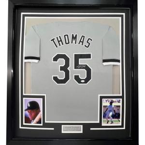 imageFramed AutographedSigned Frank Thomas 33x42 Chicago Grey Baseball Jersey JSA COA