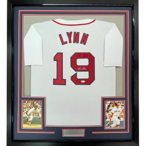 imageFramed AutographedSigned Fred Lynn 33x42 Boston White Baseball Jersey JSA COA