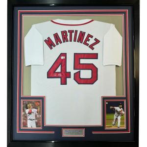 imageFramed AutographedSigned Pedro Martinez 33x42 Boston White Baseball Jersey JSA COA