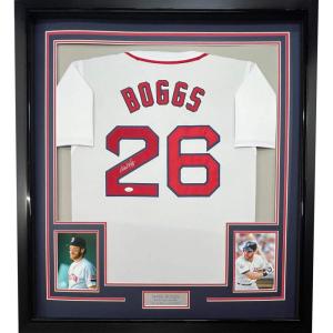 imageFramed AutographedSigned Wade Boggs 33x42 Boston White Baseball Jersey JSA COA