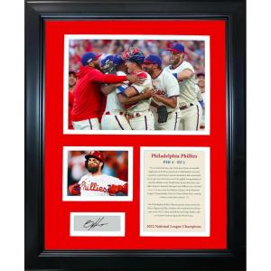 imageFramed Philadelphia Phillies 2022 NLCS National League Champions Bryce Harper MVP Facsimile Laser Engraved Signature Auto 11x14 Baseball Photo Sig Collage