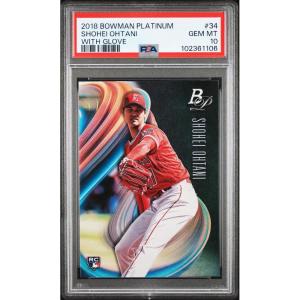 imageGraded 2018 Topps Bowman Platinum Shohei Ohtani 34 With Glove Rookie RC Baseball Card PSA 10 Gem Mint
