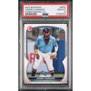 imageGraded 2023 Topps Bowman Junior Caminero BP61 Paper Prospects Rookie RC Baseball Card PSA 10 Gem Mint