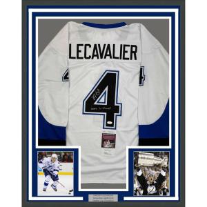 imageFramed AutographedSigned Vincent Lecavalier 2004 SC Champs 35x39 Tampa Bay White Hockey Jersey JSA COA