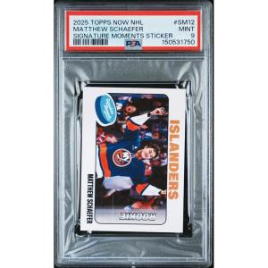 imageGraded 2025 Topps Now Matthew Schaefer SM12 Signature Moments Rookie RC Hockey Card PSA 9 Mint