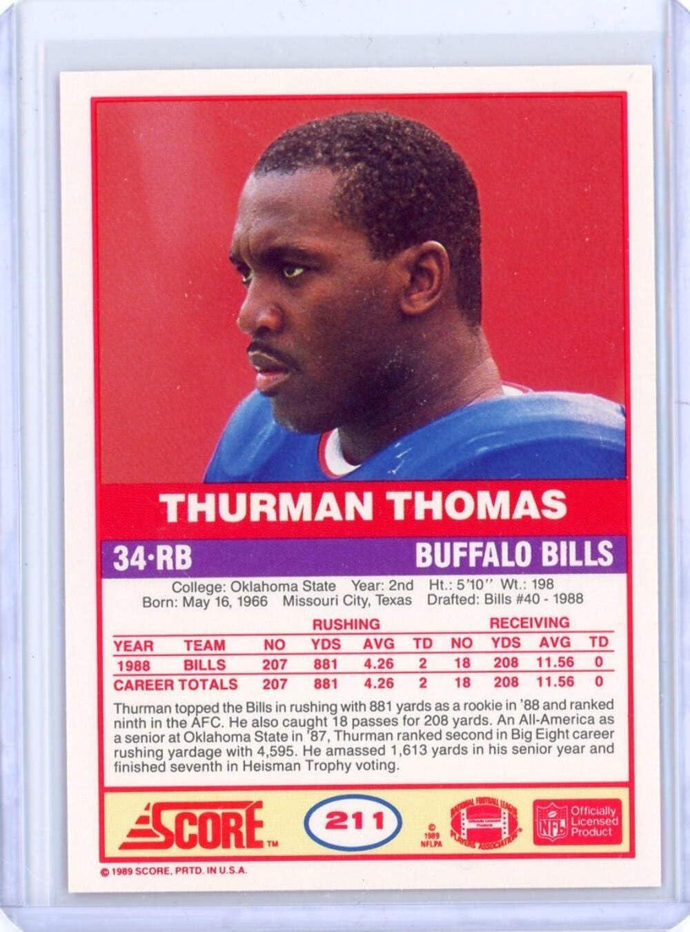 imageVintage 1989 Score Thurman Thomas 211 Rookie RC Football Card