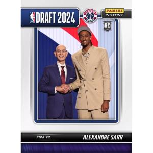 imageHall of Fame Sports Memorabilia  2024 Panini Instant Alex Sarr DN1 NBA Draft Night Washington Wizards Rookie RC Basketball Card