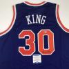 imageAutographedSigned Bernard King New York Blue Basketball Jersey Beckett BAS COA