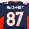 imageAutographedSigned Ed McCaffrey 2x SB Champs Denver Blue Football Jersey Beckett BAS COA