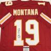 imageAutographedSigned Joe Montana Kansas City Red Football Jersey JSA COA