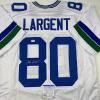 imageAutographedSigned Steve Largent Seattle White Football Jersey PSADNA COA