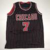 imageAutographedSigned Toni Kukoc Chicago Black Pinstripe Basketball Jersey Beckett BAS COA