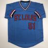 imageAutographedSigned Willie McGee St Louis Blue Baseball Jersey JSA COA