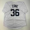imageAutographedSigned David Cone New York Pinstripe Baseball Jersey Beckett BAS COA