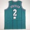 imageAutographedSigned Larry Johnson Charlotte Teal Basketball Jersey PSADNA COA