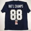 imageAutographedSigned Lou Holtz 1988 National Champs Notre Dame Blue College Football Jersey JSA COA