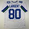 imageAutographedSigned Steve Largent Seattle White Football Jersey PSADNA COA