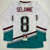 imageAutographedSigned Teemu Selanne HOF Anaheim White Retro Hockey Jersey JSA COA