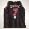 imageAutographedSigned Toni Kukoc Chicago Black Pinstripe Basketball Jersey Beckett BAS COA