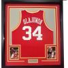 imageFramed AutographedSigned Hakeem Olajuwon 33x42 Houston Red Basketball Jersey Beckett BAS COA