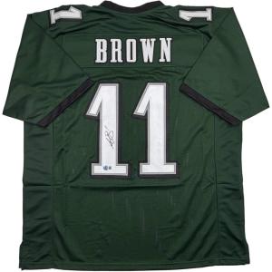 imageAutographedSigned AJ AJ Brown Philadelphia Green Football Jersey Beckett BAS COA