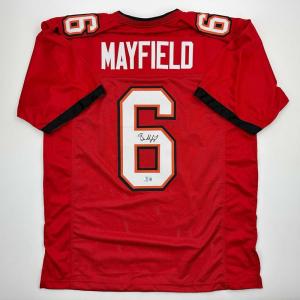 imageAutographedSigned Baker Mayfield Tampa Bay Red Football Jersey Beckett BAS COA