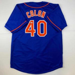 imageAutographedSigned Bartolo Colon New York Blue Baseball Jersey Beckett BAS COA