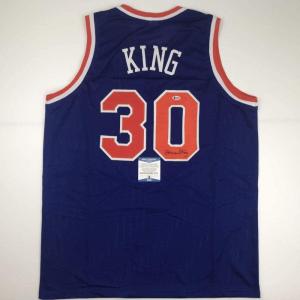 imageAutographedSigned Bernard King New York Blue Basketball Jersey Beckett BAS COA