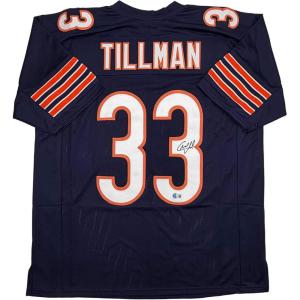 imageAutographedSigned Charles Tillman Peanut Chicago Blue Football Jersey JSA COA