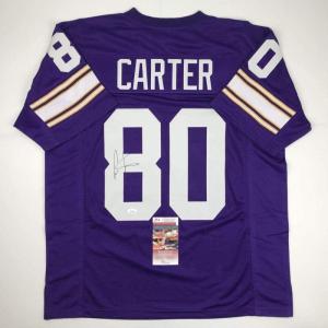 imageAutographedSigned Cris Carter Minnesota Purple Football Jersey JSA COA