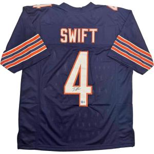 imageAutographedSigned DAndre Swift Chicago Blue Football Jersey Beckett BAS COA