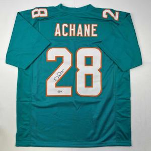 imageAutographedSigned DeVon DeVon Achane Miami Teal Football Jersey Beckett BAS COA