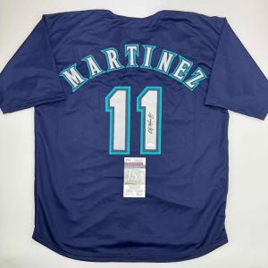 imageAutographedSigned Edgar Martinez Seattle Blue Baseball Jersey JSA COA