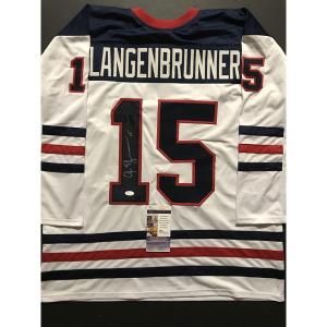 imageAutographedSigned Jamie Langenbrunner Team USA United States White Hockey Jersey JSA COA